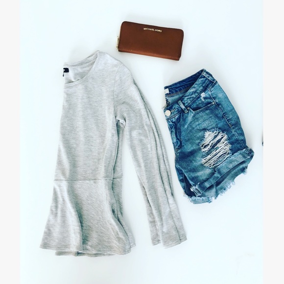 Tops - Gray Peplum Sweatshirt Top